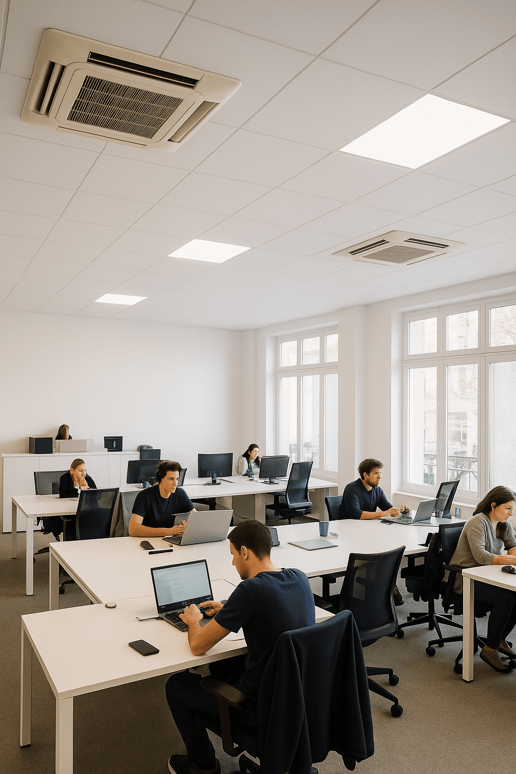 Climatisation plafonniers en open space